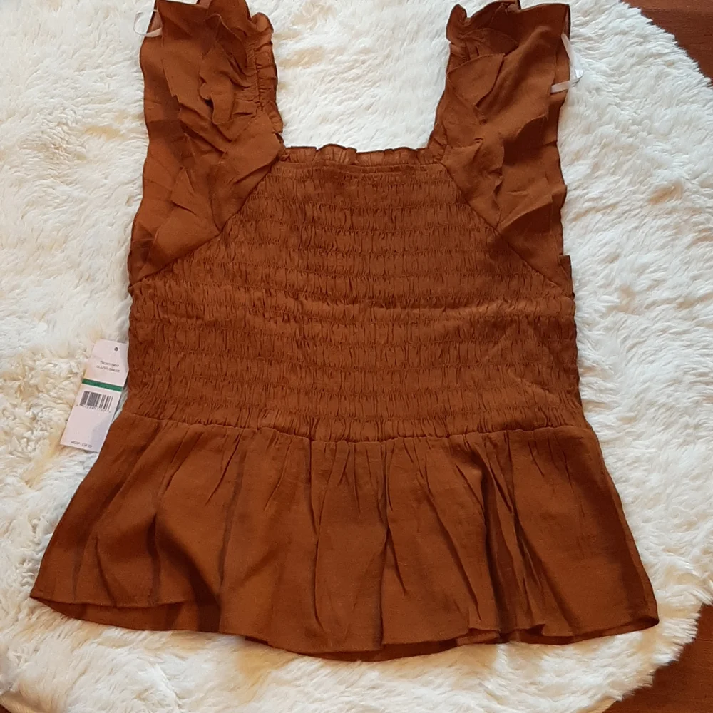 SOLD*Nanette Lepore Glazed Ginger Ruched Top Ruffle Bottom & Sleeves, Large, NWT - Picture 11 of 11